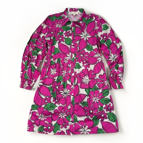Flora Bea NYC Tinsley Long Sleeve Shirt Dress Mini Pink Floral Women's Size XL - Picture 2 of 11